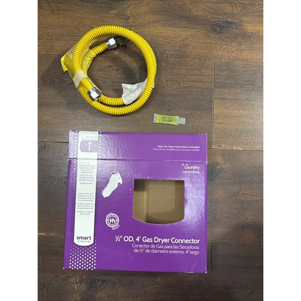 New Smart Choice 1/2 Inch OD 4 Foot Gas Dryer‎ Connector Hose Laundry Or RV